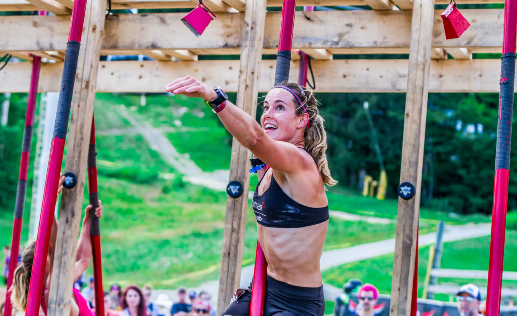 Athlete racing through the la gaffe obstacle at ocrwc.