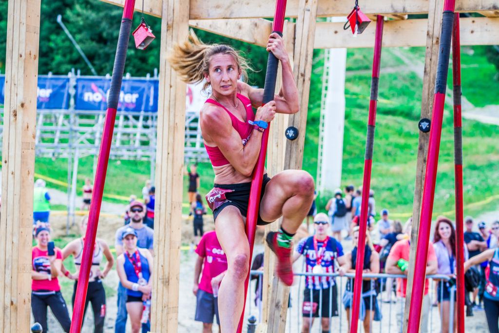 Athlete taking on the La Gaffe obstacle at OCRWC.